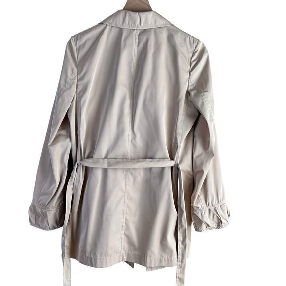 Les Copains Lightweight Neutral Belted Trench Coat Pleat Details in‎ Cream, M - Picture 12 of 13